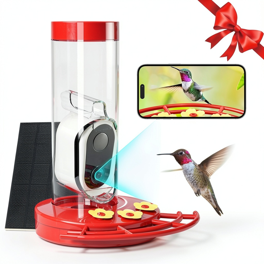 TT Nature hummingbird feeder camera mounted in a garden setting