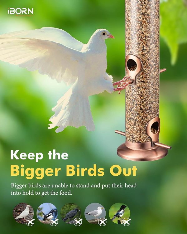 iBorn Copper Bird Feeder Finch Seed Rust Resistant Hanging-3