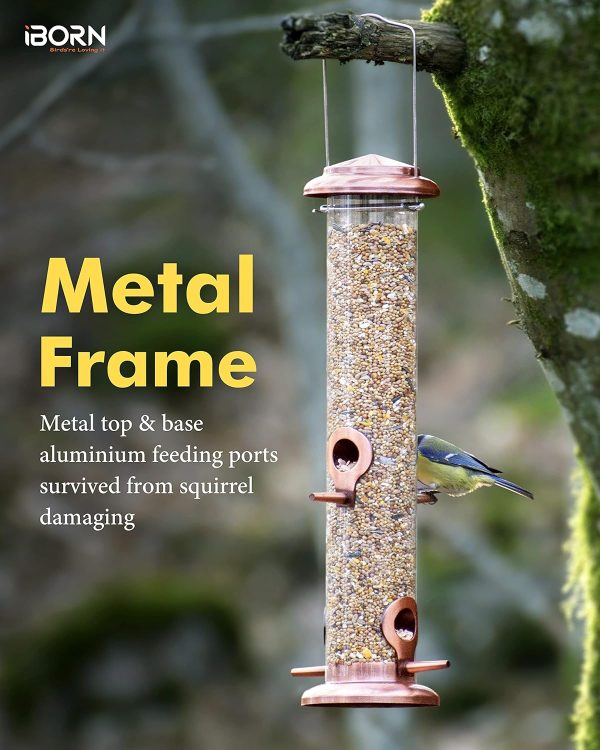 iBorn Copper Bird Feeder Finch Seed Rust Resistant Hanging-1