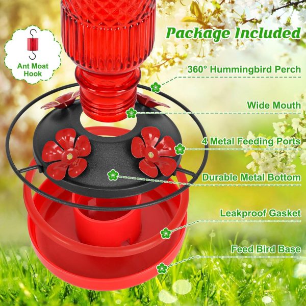 FEED GARDEN Glass Hummingbird Feeder Bee Resistant Leakproof-2