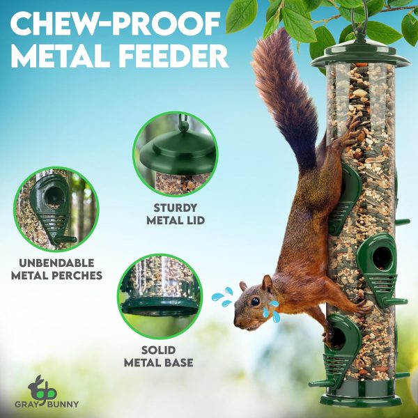 Gray Bunny Finch Bird Feeder Metal Squirrel Proof Outdoor-4