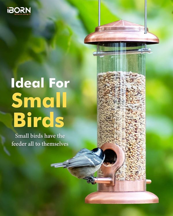 iBorn Finch Bird Feeder Brushed Copper Heavy Duty Hanging-1