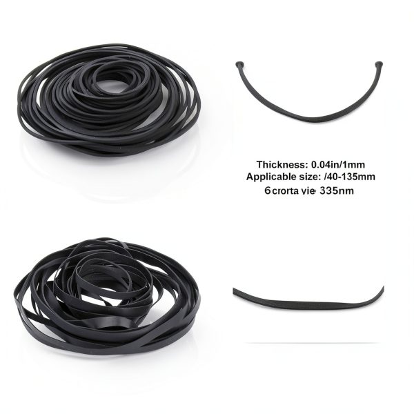 Recorder Rubber Belt Penitue E54416 Black 100-Pack Dual Widths-1