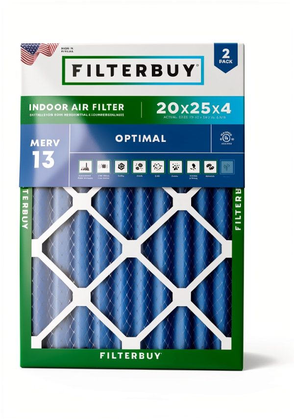 Air Filter Filterbuy 20x25x4 MERV 13 HVAC Furnace Blue 2 Pack-0