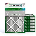 Filterbuy 20x25x1 Air Filter MERV 8 Essential Dust & Allergy Defense (12-Pack), Electrostatic Pleated HVAC AC Furnace Filters Replacement, Made in USA (Actual Size: 19.50 x 24.50 x 0.75)-0