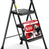 Step Ladder HBTower Folding 3 Step Anti Slip Pedal Black-0
