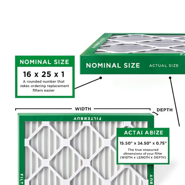 Filterbuy 16x25x1 Air Filter MERV13 6-Pack Blue Pleated HVAC-1