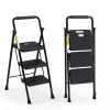 Step Ladder HBTower Folding 3 Step Anti Slip Pedal Black-5