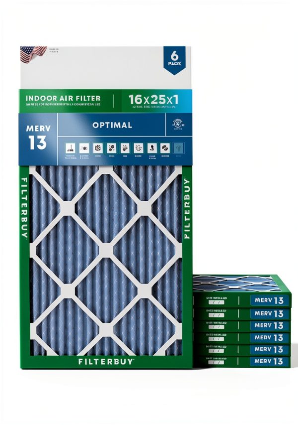 Filterbuy 16x25x1 Air Filter MERV13 6-Pack Blue Pleated HVAC-0
