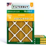 Filterbuy 16x20x1 Air Filter MERV 11 Superior Pet & Allergy Defense (4-Pack), Electrostatic Pleated HVAC AC Furnace Filters Replacement, Made in USA (Actual Size: 15.50 x 19.50 x 0.75)-0