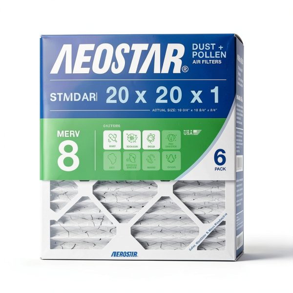 Aerostar 20x20x1 MERV 8 Air Filter 6 Pack – USA Made, High Efficiency-0