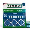 20x20x1 Air Filter Filterbuy MERV 13 4-Pack Blue Pleated HVAC-0