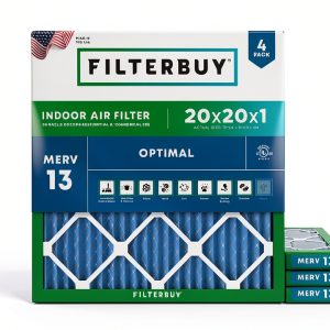 20x20x1 Air Filter Filterbuy MERV 13 4-Pack Blue Pleated HVAC-0